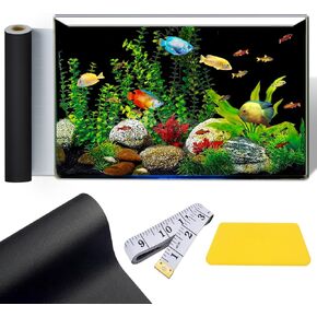 Self Adhesive Aquarium Background Black Fish Tank Background Wallpaper,Vinyl Aquarium Background Paper, Aquarium Backdrop,Strong Stickiness,Traceless Removal,Enhancing The Colors of Fish