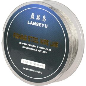 100 Meter 0.3mm Fishing Stee Wire Nylon Coated 1x7 Stainless Steel Leader Wire Super Soft Fishing Wire Lines 13 Pound Test