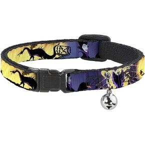 Buckle-Down Breakaway Cat Collar - Maleficent Poses - 1/2" Wide - Fits 8-12" Neck - Medium