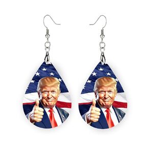 Trump 2024 Red White Blue Patriots Freedom Trump Dangle Earrings, Drop Style, for Women, Men, Girls, Teens, Boys