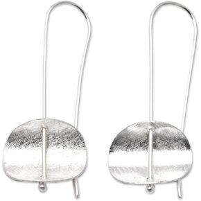 NOVICA Handmade Sterling Silver Drop Earrings | Modern Artisan Crafted Jewelry | Long French Hook Wire | Hypoallergenic Jewelry | Fair Trade Dangle | Indonesia 1.3"L x 0.8"W x 0.2"D
