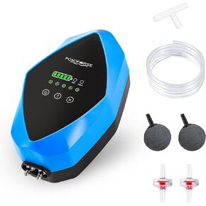 Quiet AC/DC Aquarium Air Pump for up to 600 Gals Tank, 4W/6W Portable Battery Powered Air Pump with Long 48 Hours Battery Life, 2-Outlet Oxygen Pump for Outdoor Fishing