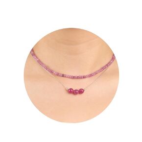 2Pcs Black Tourmaline Necklace - Beaded Necklace Crystal Necklaces For Women - 4 MM Spinel Choker and Silver Chain Gem Pendant Women Jewelry