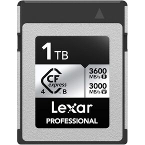 Lexar 1TB Professional CFexpress Type B Silver 4.0 Memory Card, for Photographers, Videographers, Up to 3600/3000 MB/s, 8K Video (LCXEXS4001T-RNENG)