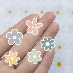 Set of 70, Little Daisies Stickers, Cute Flower Stickers, Laptop Stickers, Water Bottle Stickers, Phone Flower Sticker, Aesthetic Stickers, Vinyl Stickers Daisy Sticker Pack, 1 inches (White)
