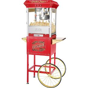 Great Northern Popcorn Black Paducah 8 Ounce Antique Popcorn Machine and Cart