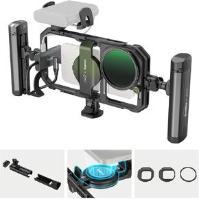 SmallRig x Brandon Li All-in-One Mobile Video Kit, Universal Quick Release Phone Video Rig Kit for iPhone for Samsung for Pixel, with 67mm VND Filter Wireless Rotatable Handles for M.2 SSD - 4596