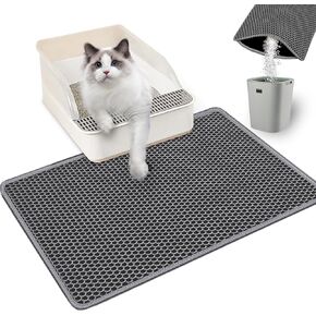 Cat Litter Mat Non-Slip Litter Trapping Mat 24x15 inch Doulbe Layer Urine and Water Proof Kitty Litter Box Mat