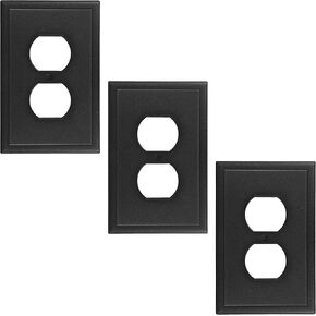 Questech Decor Single Rocker Light Switch Cover, 1-Gang Electrical Wall Plate, Single Switch Standard Size GFCI Receptacle Cover, Decorative Ambient Design, Bright White Polished, 3 Pack