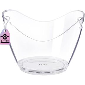 دلاء ثلج للحفلات - دلو ثلج من الأكريليك الشفاف سعة 3.5 لتر - مناسب لزجاجتين من النبيذ أو الشمبانيا أو 4 زجاجات بيرة - مجموعة 16 قطعة in Kuwait