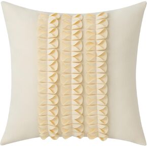 VOGOL 3D Petal Flower Accent Pillow Cover, Beige Vintage Throw Pillow Case for Wedding, Handmade Decorative Square Cushion Cover for Sofa Couch Bed Living Room, 18 x 18 Inches, Pack of 1