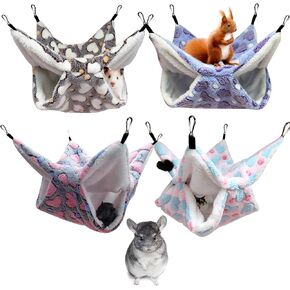 4Pcs Rat Guinea Pig Hanging Hammock Ferret Hanging Bed Pet Cage Hammock Accessories for Small Animals Chinchilla Parrot Sugar Glider Ferret