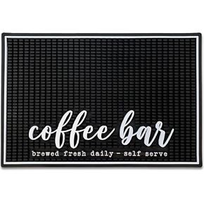 New Mungo Coffee Bar Mat - Coffee Bar Accessories for Coffee Station, Coffee Accessories, Coffee Bar Decor, Coffee Decor - Brewed Fresh Daily - Self Serve Coffee Maker Mat - Rubber Mat - 18"x12"