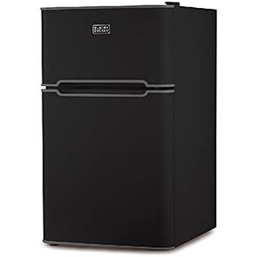 BLACK+DECKER BCRDK32W 2 Door Mini Fridge with Separate True Freezer – Small, Drinks and Food in Dorm, Office, Apartment, or RV Camper Compact Refrigerator, 3.1 cu.ft, White