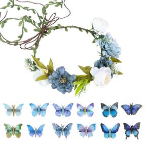 33 Pieces Flower Clip with Butterfly Clip Set Handmade Rose Hair pins Bride Hair Claw Clip Colorful Butterfly Barrettes for Women Girls(Blue Purple)