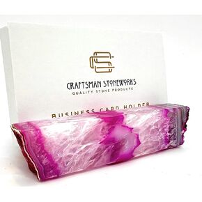 Blue Dyed Agate Business Card Holder for Desk Office and Home Decoration (Blue)