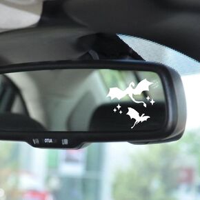 Set of 6 Tiny Dragons Rearview Vinyl Decal Celestial Dragons Car Decal Vinyl Sticker Halloween Car Decal Book Dragon Lover Gift Sticker Laptop Stickers Dragons Water Bottle Sticker (Black)