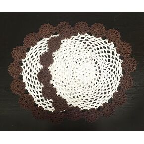 Fennco Styles Handmade Two-Tone Floral Crochet Tray Doilies, 9" Round, 2-Piece - Chocolate Cloth Placemats for Everyday Use, Holidays, Home Décor, Cocktail Party, Tea Party, Special Occasion