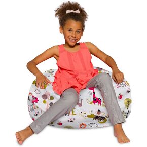 Posh Beanbags Bean Bag Chair, Medium-27in, Canvas Farm Animals on Blue