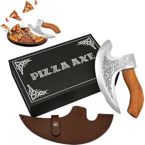 Mythrojan Pizza Axe Premium Stainless Steel Pizza Cutter with Ergonomic Handle, Heavy Duty Blade for Easy Slicing Chopping Pizza