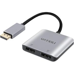 DisplayPort to Dual Display Port Adapter 8K@60Hz,DP Splitter 1 in 2 Out Extended Display MST DP to 2 DP Female for Dual Monitors Compatible with PC,Graphic Card,NVIDIA,AMD (DP to dual DP adapter 8K)