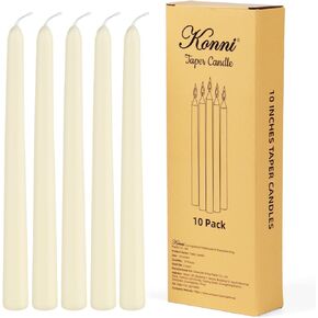 KONNI 0.87×10 Inch Black Taper Candles, Unscented and Smokeless Tall Candlesticks, 10 Pack Halloween Taper Candles with Cotton Wicks, Long Burning, Ideal for Weddings, Dinner Parties, and Home Décor