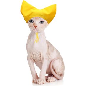 Pet Shower Cap - Waterproof Shower Caps for Sphynx Reusable Cats Ear Protection Bath Cap with Adjustable Strap Ear Covers for House Cats Small Dogs Puppy Pet Grooming Accessories (Yellow)