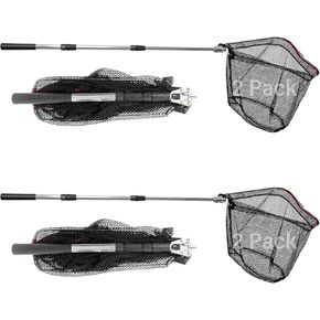 عبوتان من شبكة صيد بمقبض، شبكة صيد تلسكوبية محمولة، عمود شبكة تصغير، مقبض شبكة صيد تصغير، شبكة صيد السمك، شباك صيد، تمتد إلى 40-63 بوصة للأطفال والرجال، لسمك السلمون وسمك السلور والباس in Kuwait