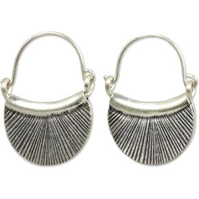 NOVICA Artisan Handmade Silver Hoop Earrings Fine No Stone Thailand [1 in L x 0.9 in W] 'Diva'