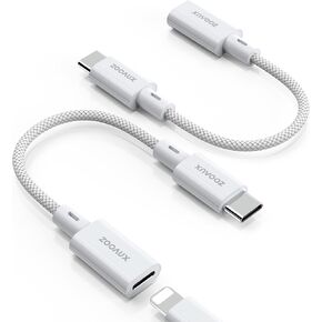 محول ZOOAUX Lightning إلى USB C (عبوتان)، يدعم الشحن السريع ونقل البيانات QC، كابل محول محول لهاتف iPhone 16 Plus وiPad 10 & Pro، USB من النوع C ذكر إلى Lightning Female، وليس للصوت/OTG in Kuwait