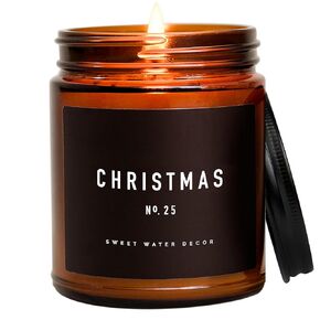 Sweet Water Decor Warm and Cozy Soy Candle - Orange Peel, Cinnamon, Ginger and Clove Scented Candles for Home - 9oz Amber Jar + Black Lid, 40+ Hour Burn Time, Made in the USA