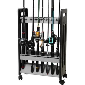 Fishing Rod Holder,Fishing Pole Holders for Garage,Rod Holder for 16 Rod and Reel Combos,Vertical Fishing Rod Rack Floor Storage,Fishing Gifts for Men (Gray)