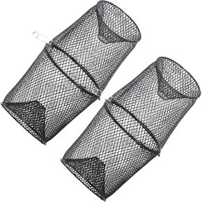 2 Pack - Crawfish Trap Crawdads Crayfish Trap Torpedo Heavy Duty Bait Trap Steel Mesh Wire Black with Clip Two-Piece Durable (2 Pack) in Saudi Arabia
