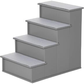 PawHut Pet Stairs, Small Pet Steps with Cushioned Removable Covering for Dogs and Cats Up to 22 Lbs., Grey