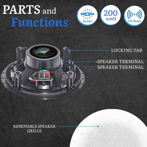 Vaiyer Home Audio System Kit, 6-Channel 6000 Watts Bluetooth Amplifier | w/ 6.5" 12 Qty of 200 W Each in-Wall in-Ceiling Speakers & 16 AWG 500 ft. Speaker Wire, Perfect for Home, Office, Restaurants in Saudi Arabia