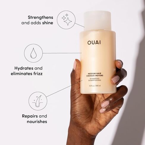 OUAI Fine Shampoo - Volumizing Shampoo with Strengthening Keratin, Biotin & Chia Seed Oil for Fine Hair - Delivers Clean, Weightless Body - Paraben, Phthalate & Sulfate Free Hair Care - 10 fl oz in Saudi Arabia
