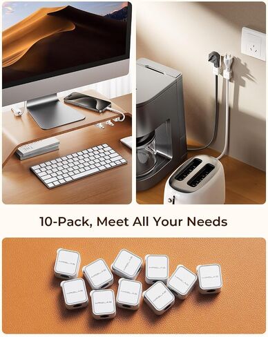 MRGLAS 10-Pack Magnetic Cable Management Cord Organizer,[1s Lock] Cable Holder Clips -Desk Cable Clips [Cable Smooth Adjustable], Adhesive Wire Organizer Keeper for Nightstand Desktop Wall Car Office in Saudi Arabia
