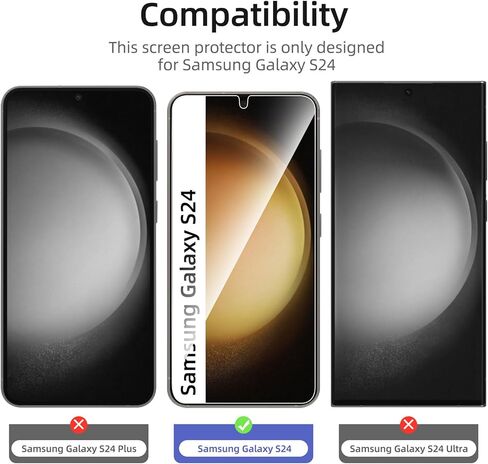 NEW'C 3 عبوات مصممة لهاتف Samsung Galaxy S24 5G واقي شاشة من الزجاج المقسى، صديق للحافظة ومقاوم للغاية in Kuwait