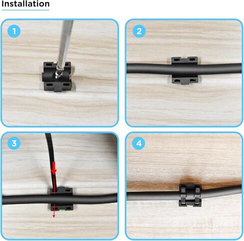 Recoil ZTM19 100 قطعة من وحدات تثبيت الكابل بسحاب، فتحات مزدوجة، مقاس 3/4 بوصة × 3/4 بوصة لسلك من 4 إلى 8 قياسات مع قاعدة مرساة لولبية، منظمات تثبيت سلك كابل معيارية لإدارة الكابلات، أسود in Kuwait