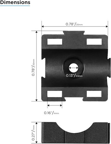 Recoil ZTM19 100 قطعة من وحدات تثبيت الكابل بسحاب، فتحات مزدوجة، مقاس 3/4 بوصة × 3/4 بوصة لسلك من 4 إلى 8 قياسات مع قاعدة مرساة لولبية، منظمات تثبيت سلك كابل معيارية لإدارة الكابلات، أسود in Kuwait