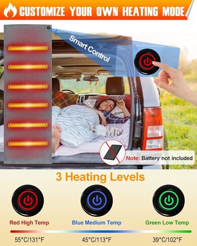 Camping Heated Sleeping Bag Pad - Battery Powered Heated Blanket USB Heater for Tent Outdoor in Saudi Arabia