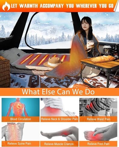 Camping Heated Sleeping Bag Pad - Battery Powered Heated Blanket USB Heater for Tent Outdoor in Saudi Arabia