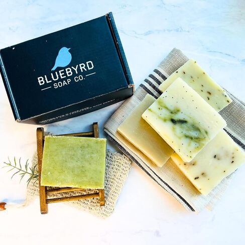 BLUEBYRD SOAP Men's Natural Bar Soap Gift Set (5 Bars) | Masculine Soap Bars Variety Pack - Bay Rum, Citrus Cedar Sage, Sandalwood, Frankincense, Exfoliating Pumice (Mens Original) in Saudi Arabia