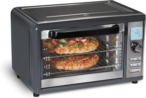 Hamilton Beach Air Fryer Countertop Toaster Oven with Sure-Crisp Technology, XL Capacity for 2 12" Pizzas, Two 9" x 13" Pans and 4 Rack Positions, Digital Controls, Grey (31390) in Saudi Arabia