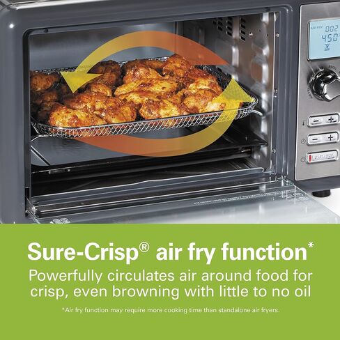 Hamilton Beach Air Fryer Countertop Toaster Oven with Sure-Crisp Technology, XL Capacity for 2 12" Pizzas, Two 9" x 13" Pans and 4 Rack Positions, Digital Controls, Grey (31390) in Saudi Arabia