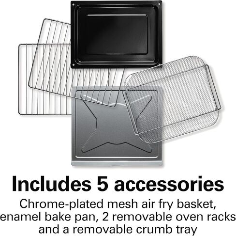 Hamilton Beach Air Fryer Countertop Toaster Oven with Sure-Crisp Technology, XL Capacity for 2 12" Pizzas, Two 9" x 13" Pans and 4 Rack Positions, Digital Controls, Grey (31390) in Saudi Arabia