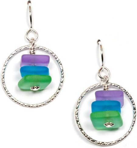Hoopla Earring (Beach)- Sterling French Wire Beach Earrings for Women by EcoSeaCo, using recycled and sustainable material. Handmade in the USA in Kuwait