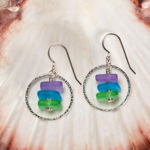 Hoopla Earring (Beach)- Sterling French Wire Beach Earrings for Women by EcoSeaCo, using recycled and sustainable material. Handmade in the USA in Kuwait