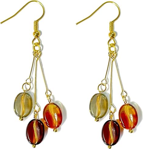 Cute Coffee Earrings, Gold Plated Fun Novelty Coffee Bean Drop Dangle Earrings, Gifts for Coffee Lovers Coffeeholic Women Girls (color 02) in Saudi Arabia