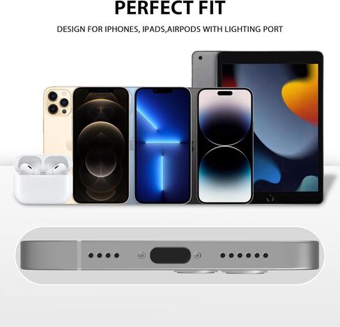 غطاء قابس مضاد للغبار من iMangoo لمنفذ Apple iPhone Lightning، غطاء شحن سيليكون 8 دبابيس غطاء شاحن حامي لهاتف iPhone 14 Pro Max 13 Mini 12 11 XR Xs 8 7 6 Plus AirPods iPad Air - 15 حزمة in Kuwait